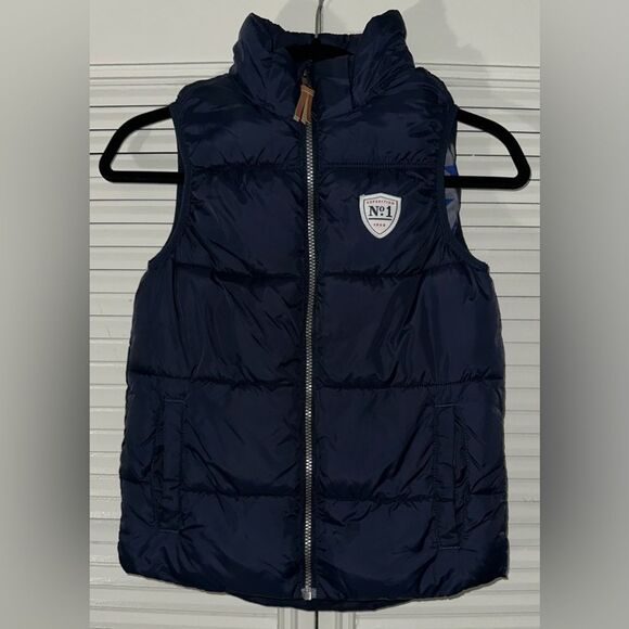 H&M Boys Blue Star Pattern Lining‎ Puffer Vest Size 8-10Y *NO HOOD* - Picture 1 of 12